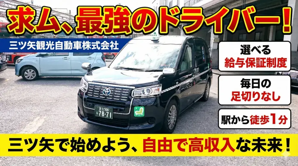 三ツ矢観光自動車株式会社(墨田営業所)／駅から徒歩1分！長期給与保証でしっかりサポート！