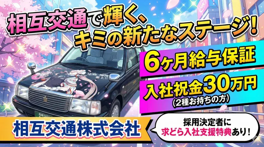 【夜勤で叶える収入と自由な時間】相互交通株式会社(経験者)／入社祝金30万円