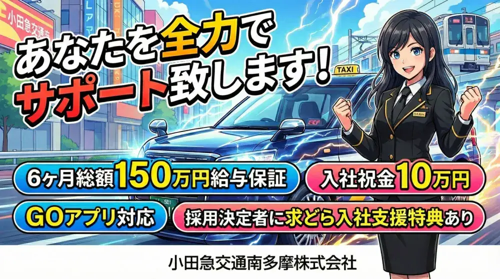 小田急交通南多摩株式会社／6ヶ月総額150万円給与保証で充実サポート